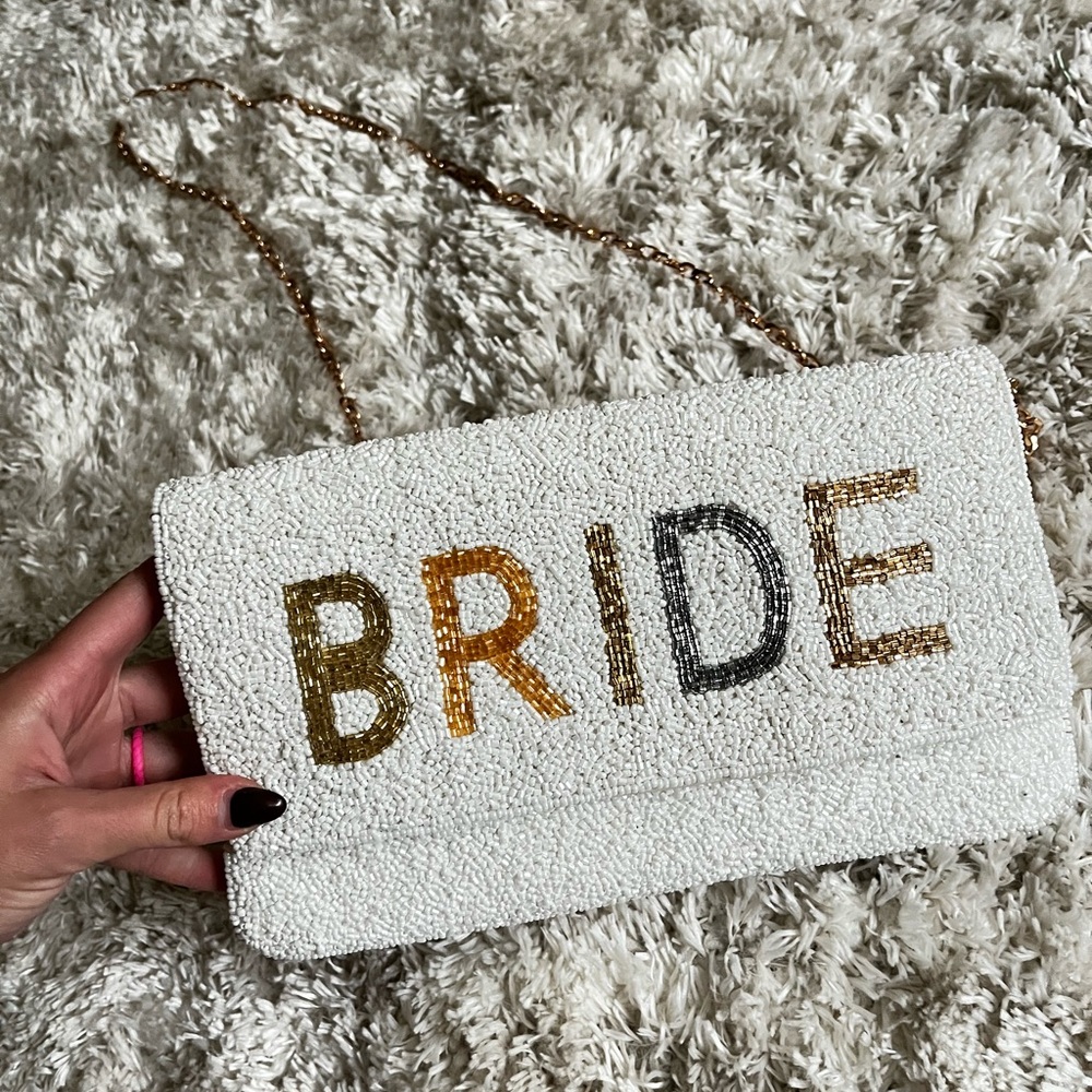 Beaded Bride Clutch with Chain